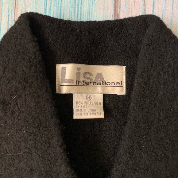 Vintage Lisa international 100% boiled wool cardigan size medium - Picture 8 of 9